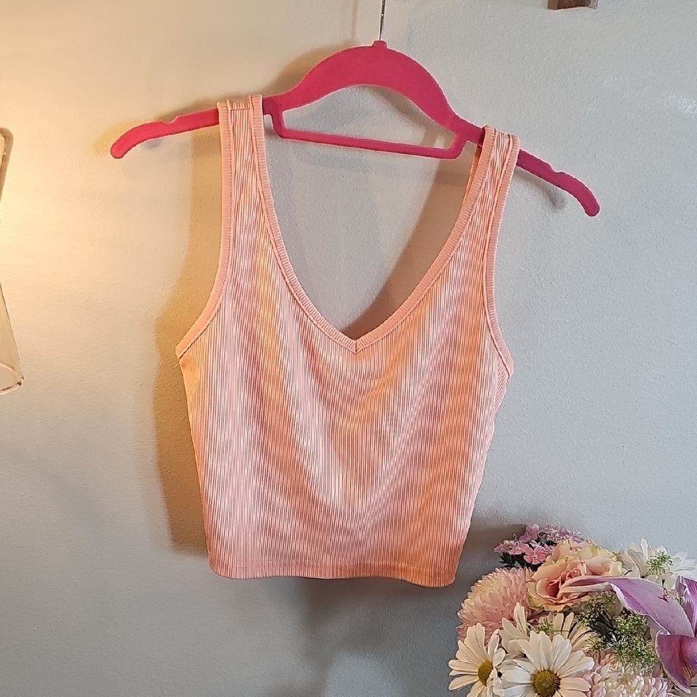 Pink Striped V-Neck Tank Top
